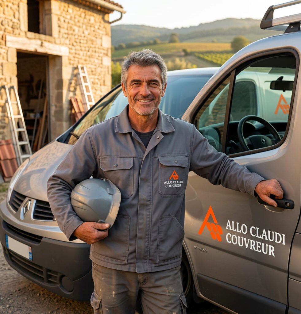Homme souriant près d'un véhicule.